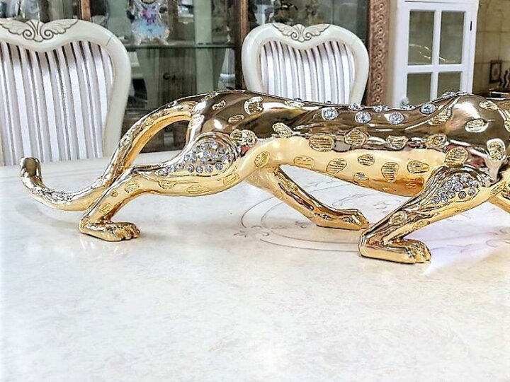 楽天市場】ヒョウ 置物 動物 オブジェ 77cm レオパード ゴールド 
