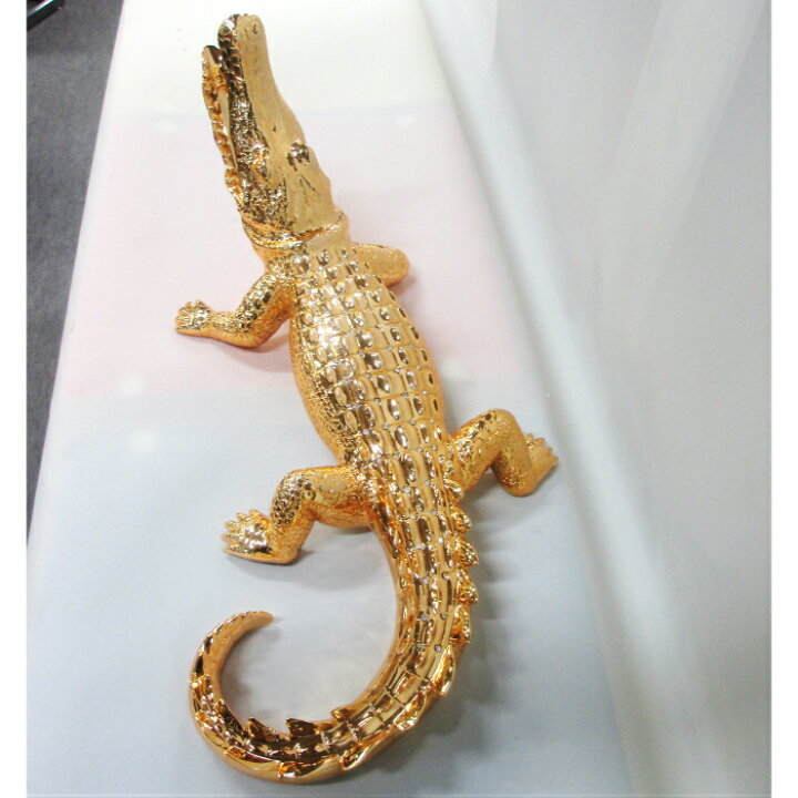楽天市場】ワニ 置物 クロコダイル オブジェ ゴールド W58cm 
