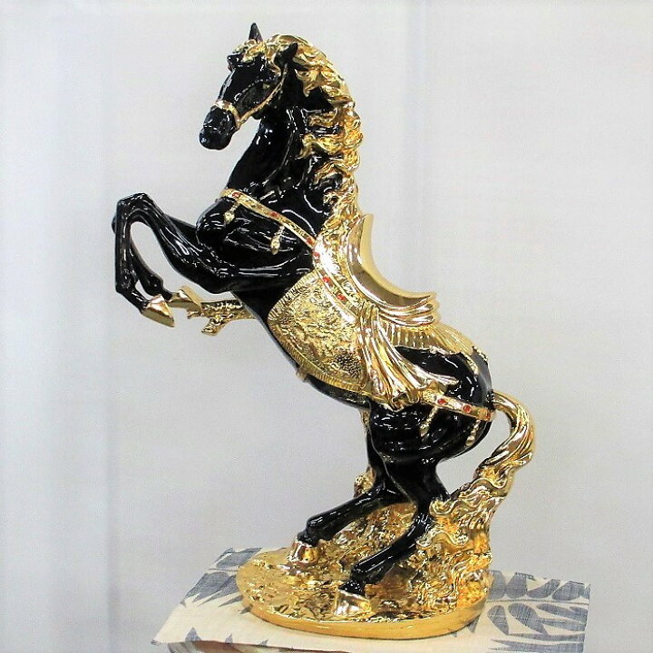 馬の彫刻 金色 アンティーク インテリア オブジェ 置物