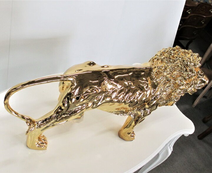 楽天市場】ライオン 金色 置物 ゴールド オブジェ W95 H45cm 