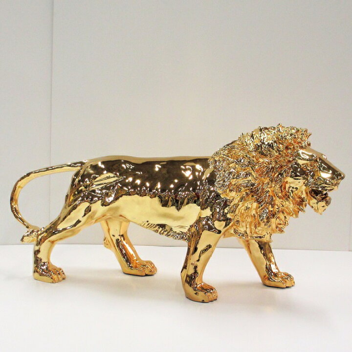 楽天市場】ライオン 置物 ゴールド W95 H45cm オブジェ オーナメント  