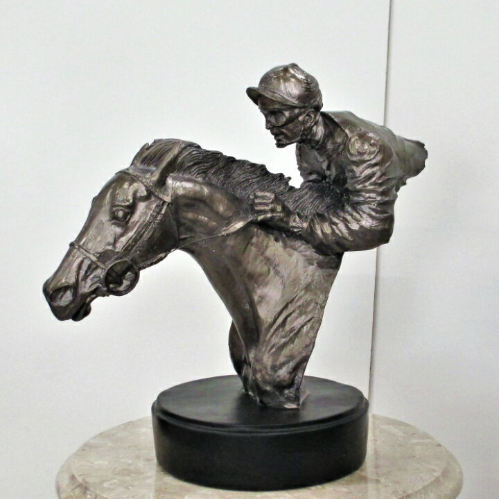 楽天市場】馬 置物 ジョッキー オブジェ 競馬 グッズ ブロンズ風 