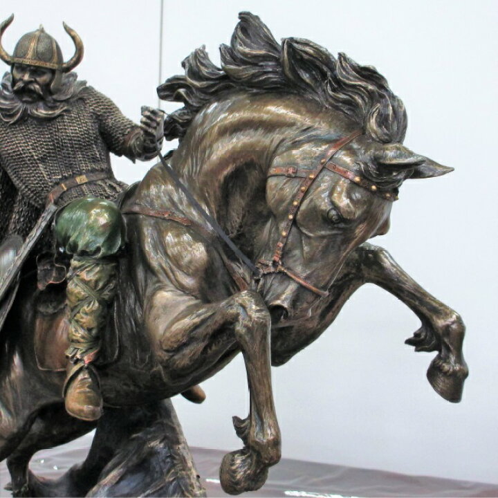 楽天市場】バイキング像 置物 馬 ブロンズ風 バイキング戦士 オブジェ 