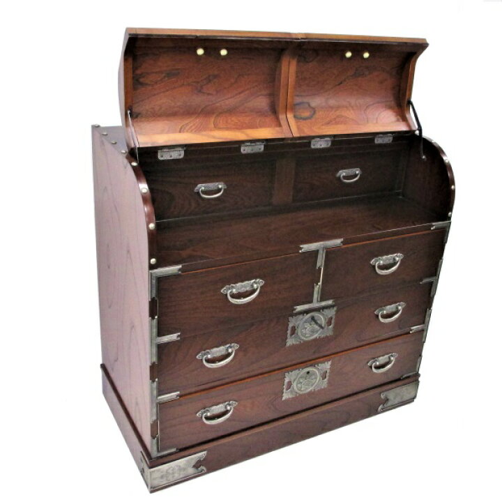 楽天市場】からくり箪笥 チェスト 4段 日本製 木製 完成品 ケヤキ 民芸  