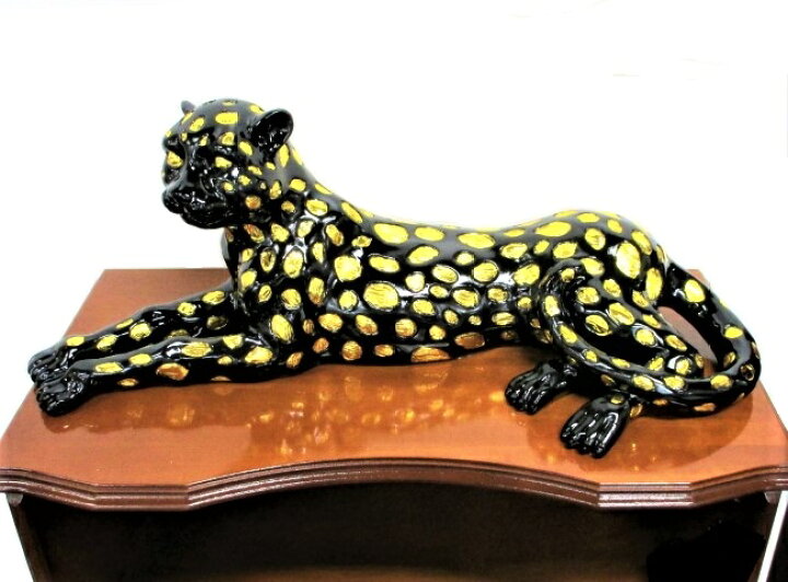 楽天市場】ヒョウ 置物 動物 レオパード オブジェ 57cm ブラック 