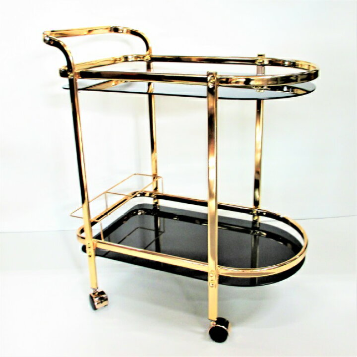 楽天市場】ワゴン キャスター付き 2段 ヨーロピアン 角型 ゴールド 金  