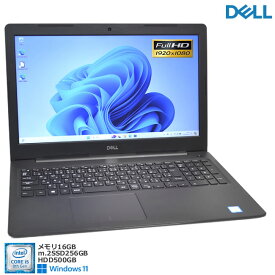 フルHD メモリ16G Windows11 DELL Latitude 3590 Core i5 8250U m.2SSD256GB HDD500G Webカメラ Wi-Fi Bluetooth USBType-C【中古】