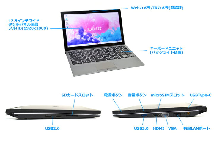 楽天市場】LTE 顔認証 フルHD タブレットPC VAIO Pro PA VJPA11C11N 