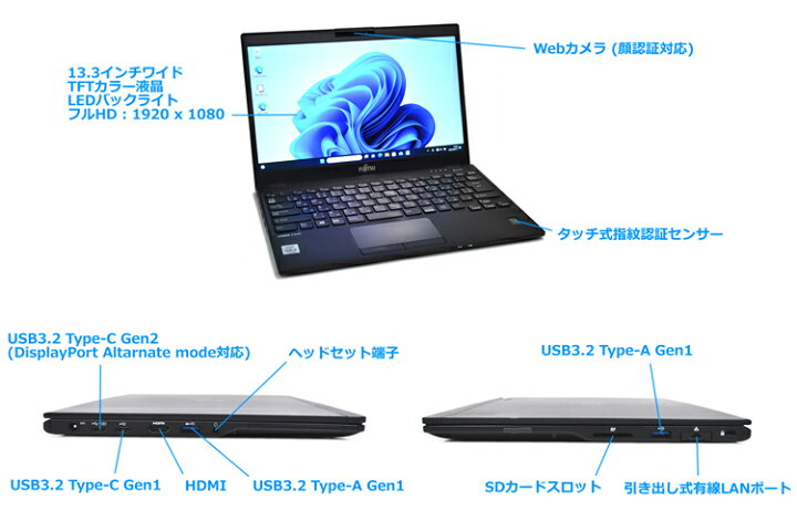 楽天市場】顔認証 Wi-Fi6 フルHD 富士通 LIFEBOOK U9310/D 第10世代 