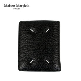 Maison Margiela メゾン マルジェラ BI FORD バイフォールド ウォレットメンズ レディース ブラック 財布 二つ折り財布 エンボス レザー 本革 コインケース 小銭入れ S56UI0140 P4455 T8013プレゼント ギフト 通勤 通学 送料無料