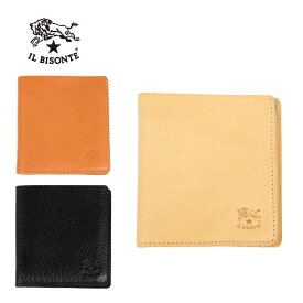 SSで使える最大10％OFFクーポン配布中！IL BISONTE イルビゾンテ BI FOLD WALLET SBW004-PV0005 二つ折り財布札入れ カードケース ブラック 牛革 本革 レザーBK110 CA101 NA106 メンズ レディース プレゼント ギフト 通勤 通学 送料無料 父の日