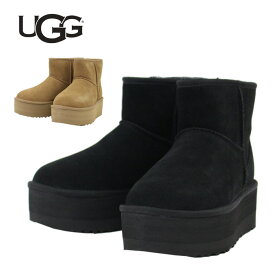 UGG アグ Classic Mini Platform クラシック ミニ プラットフォーム シープスキン ショートブーツ ブーツ シューズ 靴 厚底 ムートン ボア レディース 1134991 ブラック ベージュ プレゼント ギフト 通勤 通学 送料無料