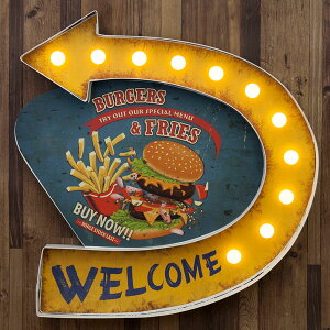 ƖŔ AeB[N Ŕ LED Sign TC{[h o[ JtFŔ AeB[N Xܗp Ǌ| v[g Ɩ  g v[g IuWF |X^[  AJG BURGERS & 