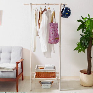 ハンガーラック 木製 幅75 奥行45 高さ147 おしゃれ スリム コートハンガー 北欧 こども コート掛け 鞄置き 衣類収納 省スペース 頑丈 収納 ラック ホワイト 白 リビング収納 ワードローブ 可愛