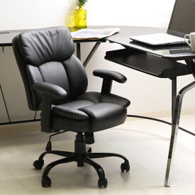 パソコンチェアー キャスター付き デスク椅子 オフィスチェアー リモートワーク 在宅 テレワーク オフィス イス 椅子 ワークチェア オフィスチェア デスクチェア ブラック ロッキング機能 合皮