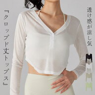 【15日限定全品10%OFFクーポン】ヨガウェア レディース ヨガトップス 長袖 シアートップス ショート丈 ピ…