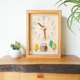 KICORI 森の電葉時計 フクロウ振子 K155 木の時計 キコリ 国産 送料無料 置き時計 壁掛け 木製 掛け時計 木製時計 おしゃれ ナチュラル