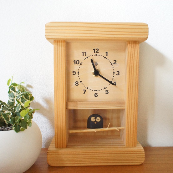 KICORI 枝のフクロウ時計 K123 木の時計 キコリ 国産 無垢 送料無料 置き時計 壁掛け 木製 掛け時計 木製時計 おしゃれ ナチュラル |  hanaどろっぷ