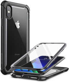i-BLASON iPhone X/XS/XS Max ケース 2018 液晶保護フィルム付き 米国軍事規格取得 360°保護 耐衝撃 防塵 クリア Qi充電対応 Aresシリーズ