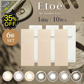 【35%OFFクーポン ポイント10倍】カラコン ワンデー 度あり etoe エトエ 1箱10枚入り6箱セット(60枚) 直径14.1mm 14.2mm 高含水 低含水 BC8.7 UV モイスト ブラウン ナチュラル 当日出荷 当日発送 フチなし