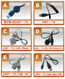 USBケーブル一本220円！【USB-iPhone☆USB‐Micro USB☆USB‐FOMA/Softbank 3G☆USB‐AU】【変換式USBケーブル 】