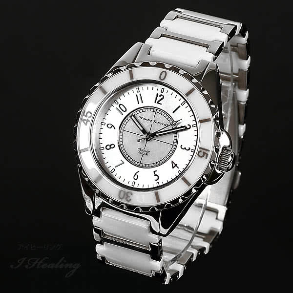 腕時計、アクセサリー メンズ腕時計 楽天市場】Mauro Jerardi セラミック ソーラー腕時計 メンズ ホワイト 