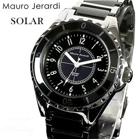 Mauro Jerardi セラミック ソーラー腕時計 メンズ ブラック アナログ 3気圧防水 マウロジェラルディ MJ041-1 正規品【送料当社負担】
