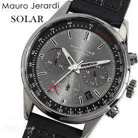 Mauro Jerardi ソーラー クロノグラフ腕時計 メンズ ブラックベルト アナログ seiko VR42ムーブメント 10気圧防水 日付表示 マウロジェラルディ MJ063 正規品