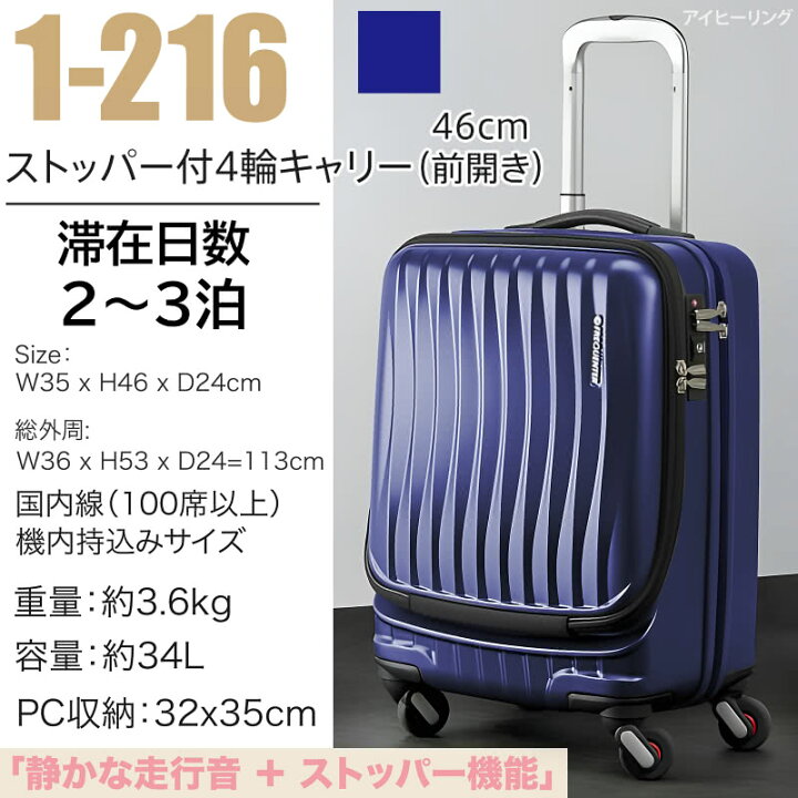楽天市場】静音スーツケース フリクエンター キャリーケース ネイビー  