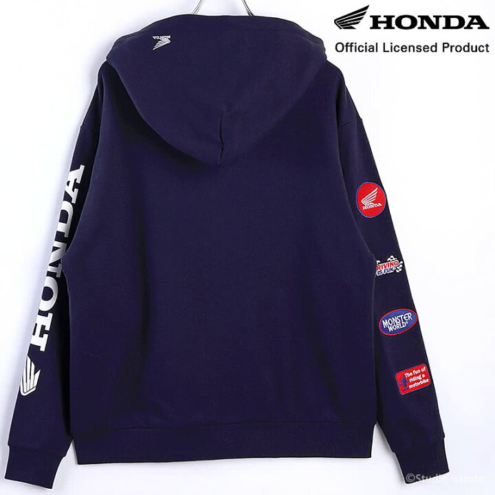 楽天市場】HONDA×MONSTER WORLD ZIPパーカー A ネイビー サイド 