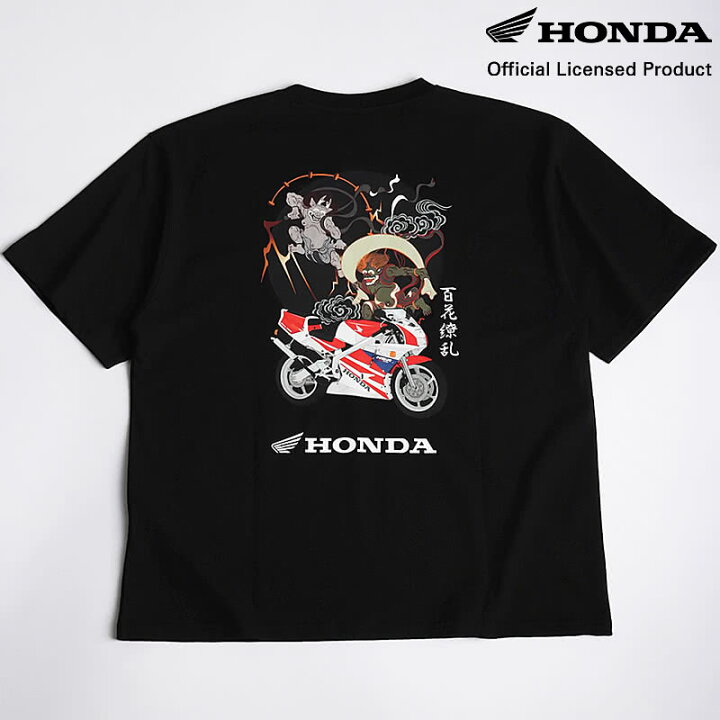 楽天市場】HONDA×百花繚乱 半袖 バイク Tシャツ 風神雷神 NSR ブラック 