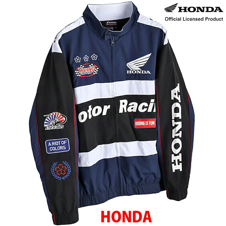 楽天市場】HONDA×百花繚乱 レーシングブルゾン ネイビー ホワイト 刺繍 