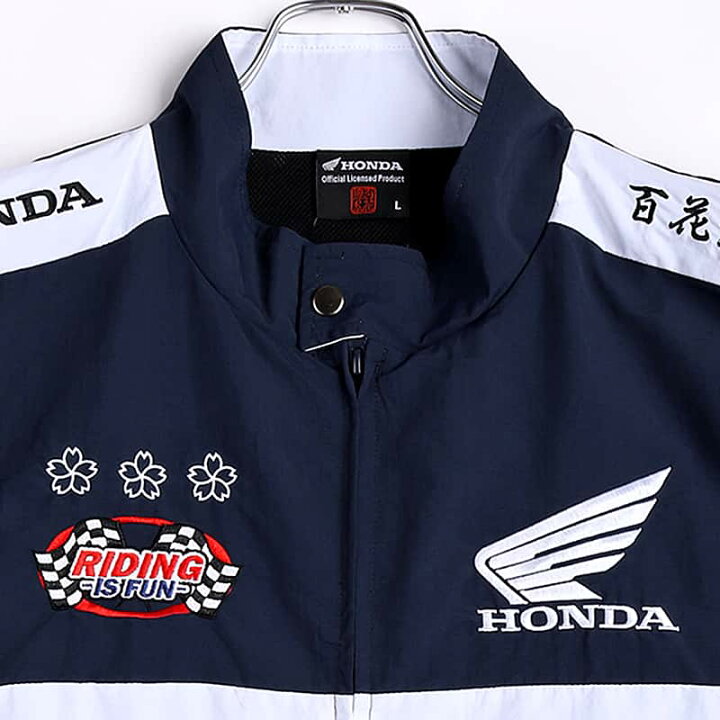 楽天市場】HONDA×百花繚乱 レーシングブルゾン ネイビー ホワイト 刺繍 