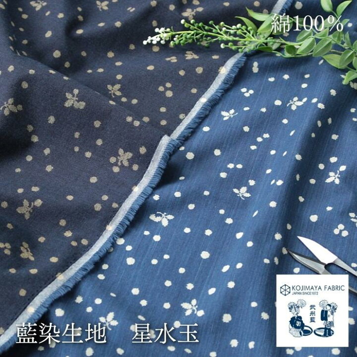 楽天市場】生地 和柄 綿 柄 薄地 No.76015 星水玉 水玉 植物 葉っぱ 