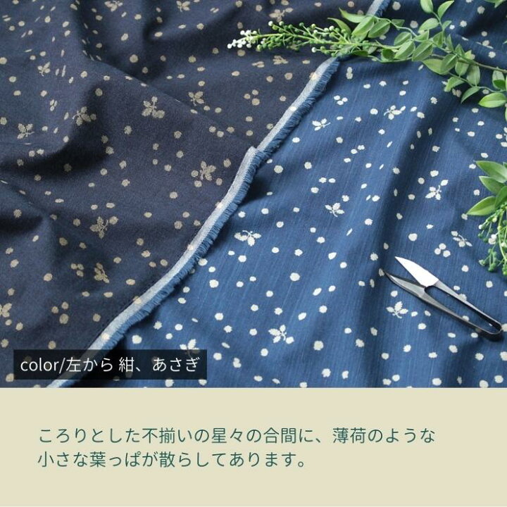 楽天市場】生地 和柄 綿 柄 薄地 No.76015 星水玉 水玉 植物 葉っぱ  
