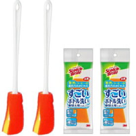 3M スコッチブライト すごいボトル洗い 本体2本（スポンジ装着済）+取替え用スポンジ2個セット