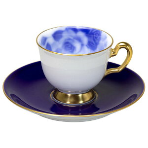 【大倉陶園】ブルーローズ(8011R) デミタスカップ&ソーサー 大切な方への贈り物に。【日本製 正規販売店】【ギフト 贈答品】【白磁 岡染め】