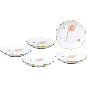 【大倉陶園】花毬 小皿揃(5枚) 大切な方への贈り物に【白磁 花柄】【ギフト 贈答品】【日本製 正規販売店】