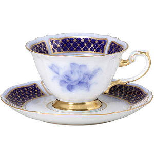 【大倉陶園】ブルーインペリアル ティー・コーヒー碗皿大切な方への贈り物に。【日本製 正規販売店】【ギフト 贈答品】【白磁 岡染め】【瑠璃 金彩】