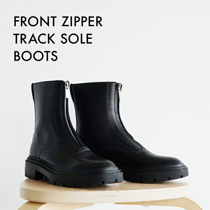 楽天市場 22シーズン再入荷 ブーツ レディース フロントジッパー ショートブーツ 厚底 トラックソール ブラック 黒 ショート ローヒール 秋冬 大きいサイズ エコレザー プレゼント 30代 40代 送料無料 21b006 I Need More Shoes 楽天市場店