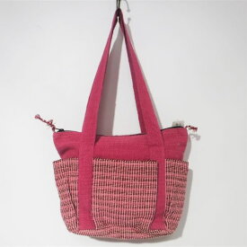 4ポケットバッグ ピンク 手織り トートバッグ WSDO フェアトレード fairtrade bag かばん 鞄 カバン ポケット