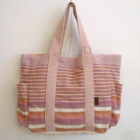 手織り 草木染め ビッグバッグ 【ピンク系】 WSDO フェアトレード fairtrade bag かばん 鞄 カバン