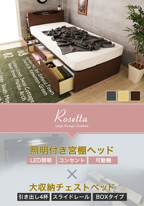 楽天市場】＼クーポンで7%OFF☆8日まで！／ ロゼッタ チェストベッド 