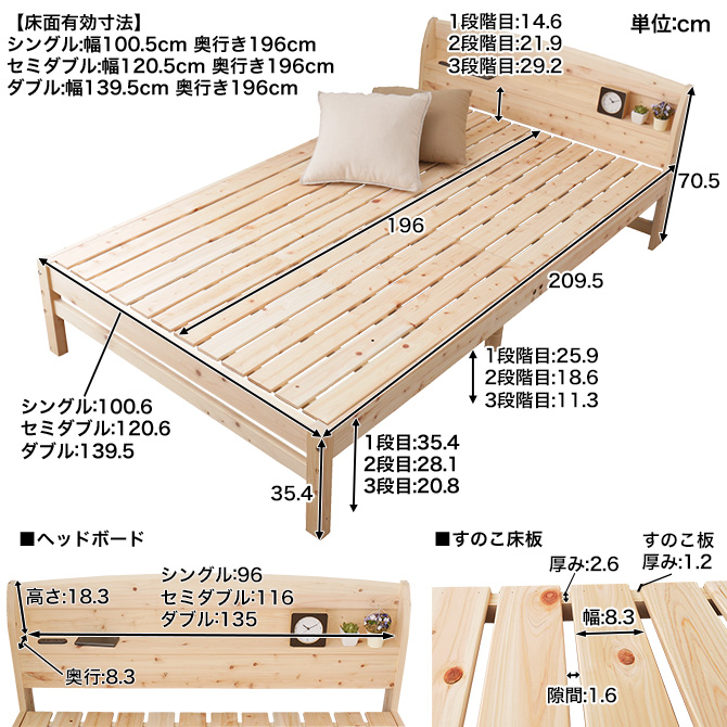 楽天市場】日本製 ひのきベッド すのこベッド ダブル 国産 木製 ベッド
