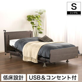 フランスベッド 低床設計の電動ベッド レステックス -W01 シングル 非課税 棚 コンセント付き USBポート 照明 francebed 電動リクライニングベッド 木製ベッド 電動ベッド