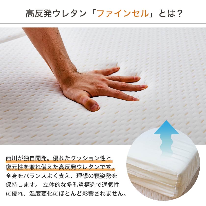 高反発マットレス ダブル 三つ折りマットレス 東京西川 ウレタンフォーム ファインセル ノンコイル 三つ折れマットレス 3つ折り 体圧分散  FESTA2 | ベッド マットレス 折りたたみ 三つ折り ベッドマット ベッドマットレス ベットマット ダブルマット | 家具のインテリアオフィスワン