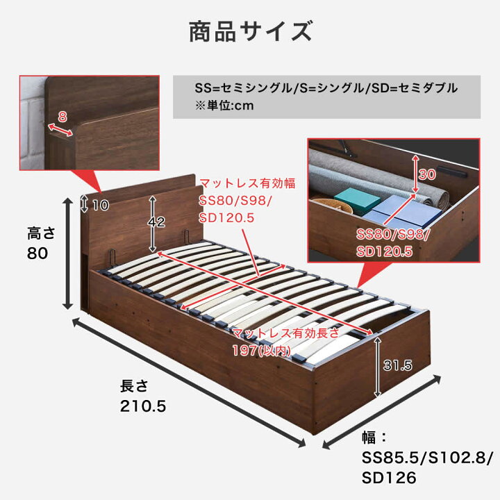 楽天市場】＼クーポンで5％OFF＆P5倍☆27日まで／ 跳ね上げ収納ベッド 