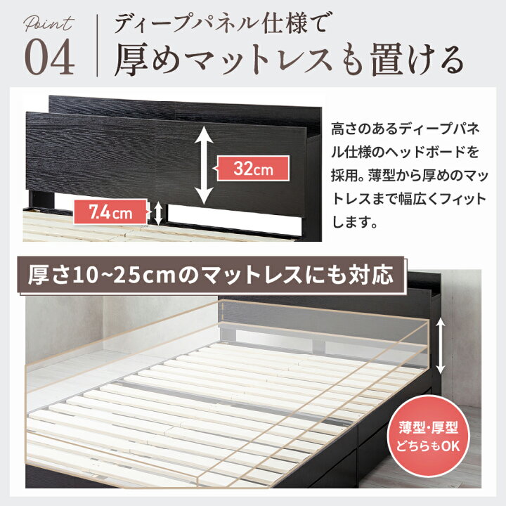 楽天市場】収納付きベッド セミシングル シングル セミダブル ダブル 