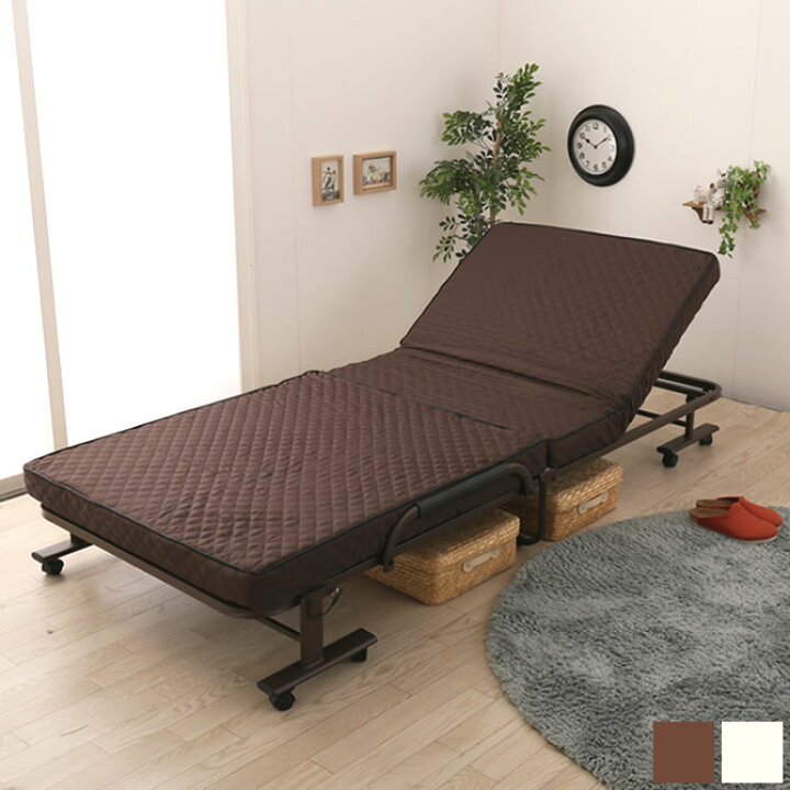 楽天市場】折りたたみベッド シングル 完成品 組立不要 キャスター付き 