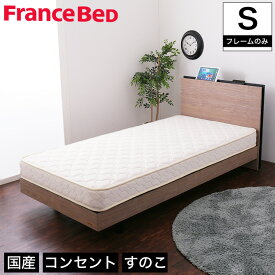 フランスベッド 棚付きすのこベッド シングル 高さ調節可能 コンセント付き 脚付きベッド スリム棚 タブレットスタンド スマホスタンド BG-001 LG フレーム単品 レッグタイプ 木製ベッド 高さ2段階調整 スノコ 国産